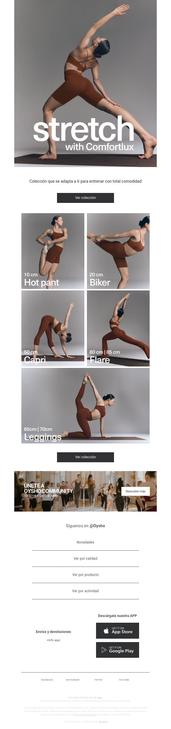 Shorts y leggings color café email from Oysho screenshot
