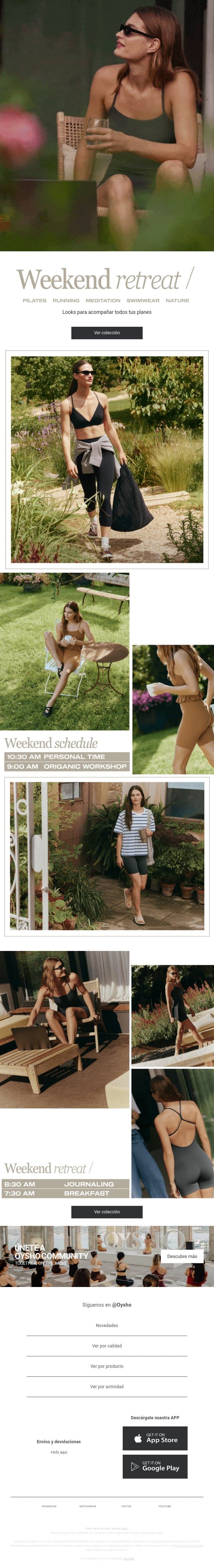 New in | Weekend Retreat email from Oysho screenshot