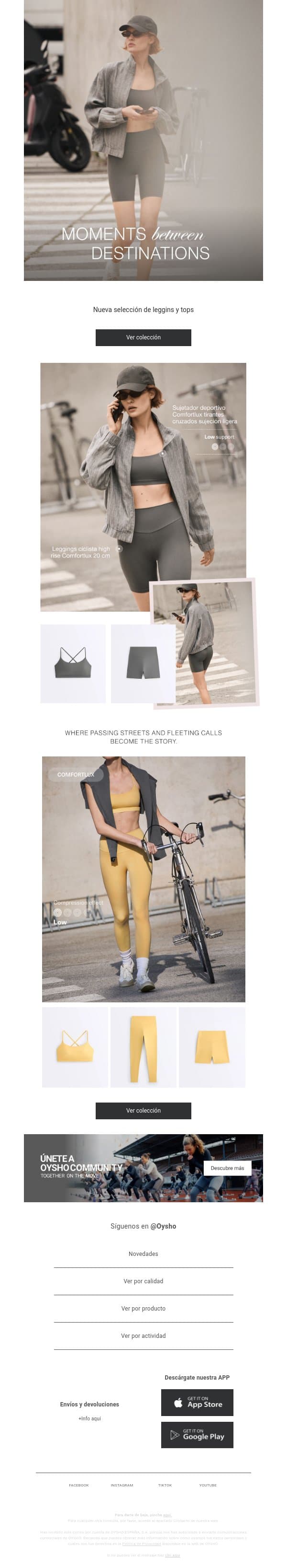 Novedades | Comfortlux email from Oysho screenshot