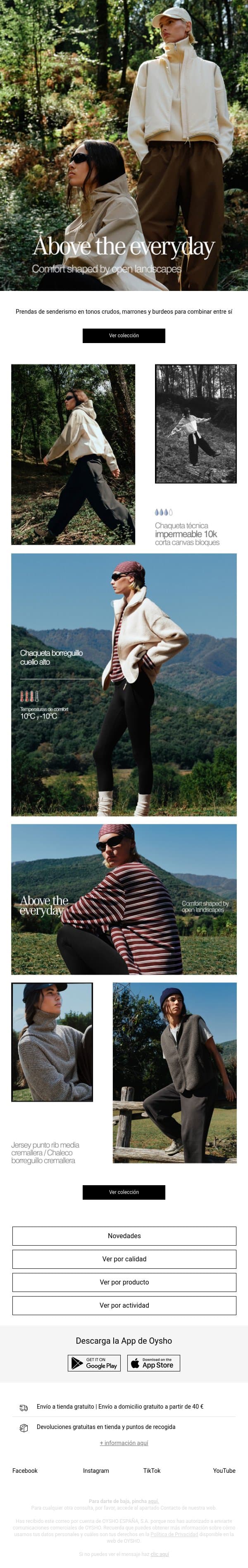 Hike Collection | Novedades email from Oysho screenshot