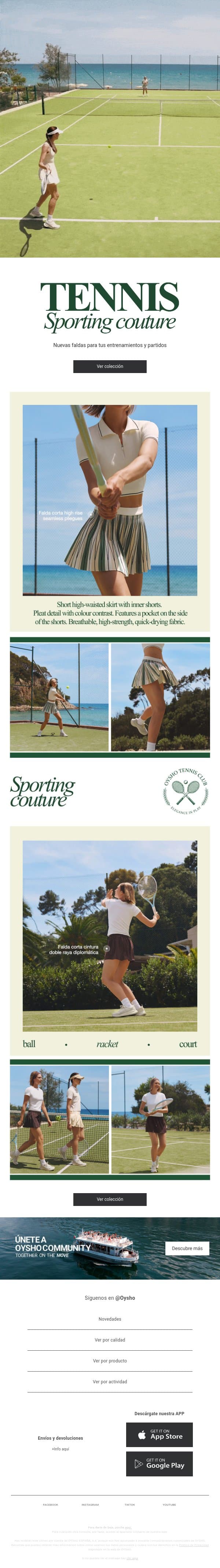 Novedad | Faldas email from Oysho screenshot