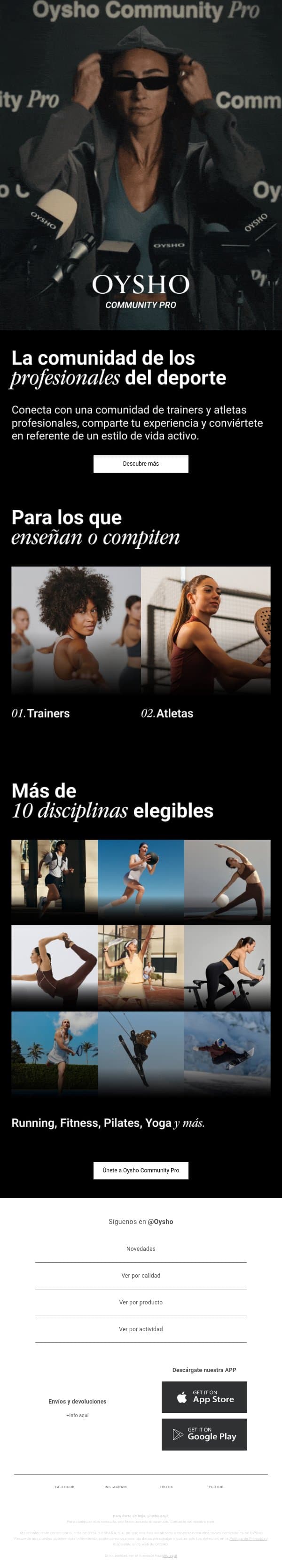 Presentamos Oysho Community Pro email from Oysho screenshot
