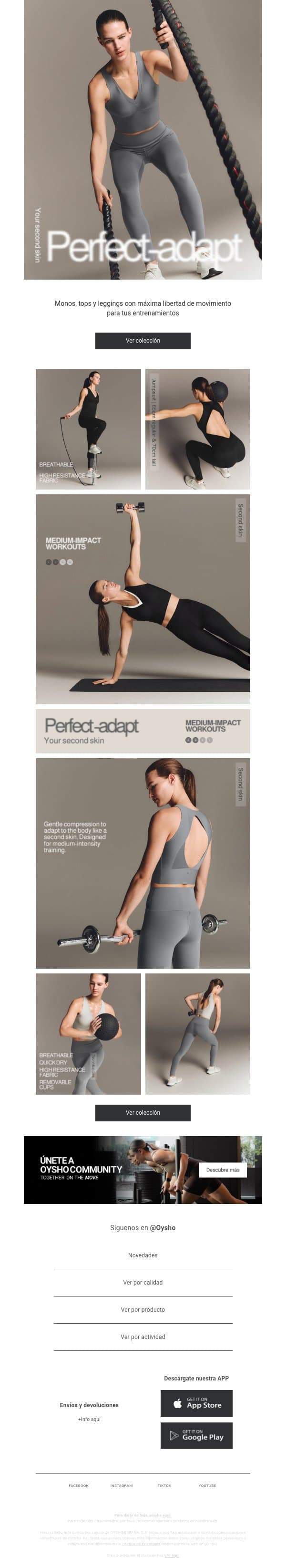 Perfect-Adapt email from Oysho screenshot