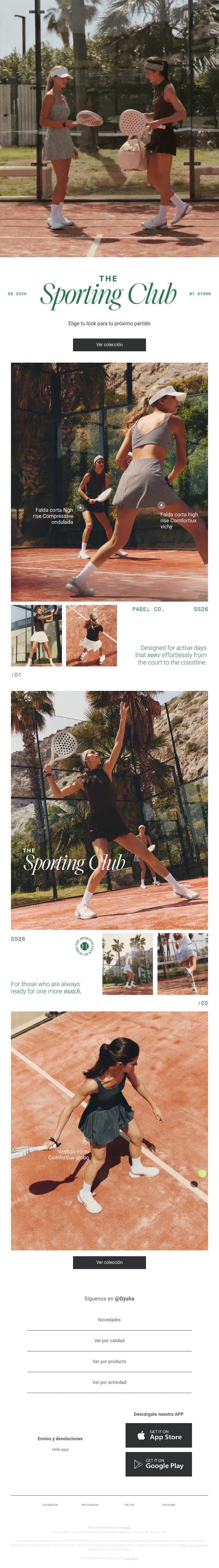 Nueva selección | Pádel email from Oysho screenshot