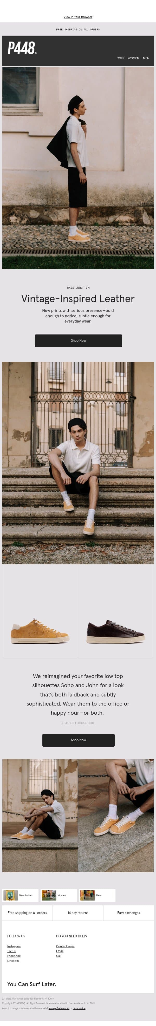 The Leather Jacket of Sneakers email from P448 screenshot
