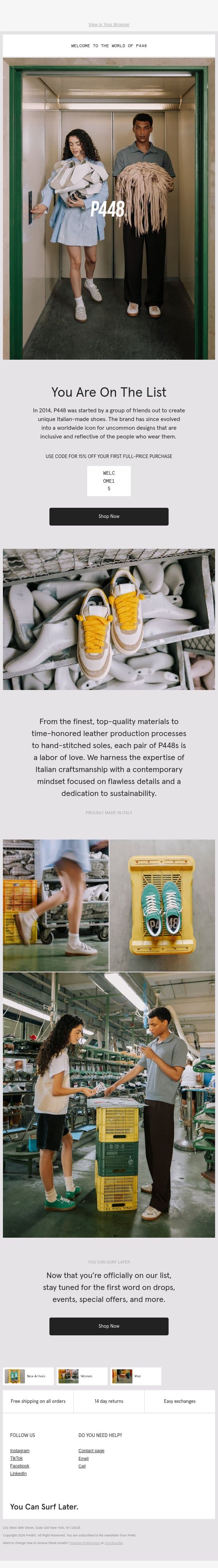 Welcome to the World of P448 👟🌎 email from P448 screenshot