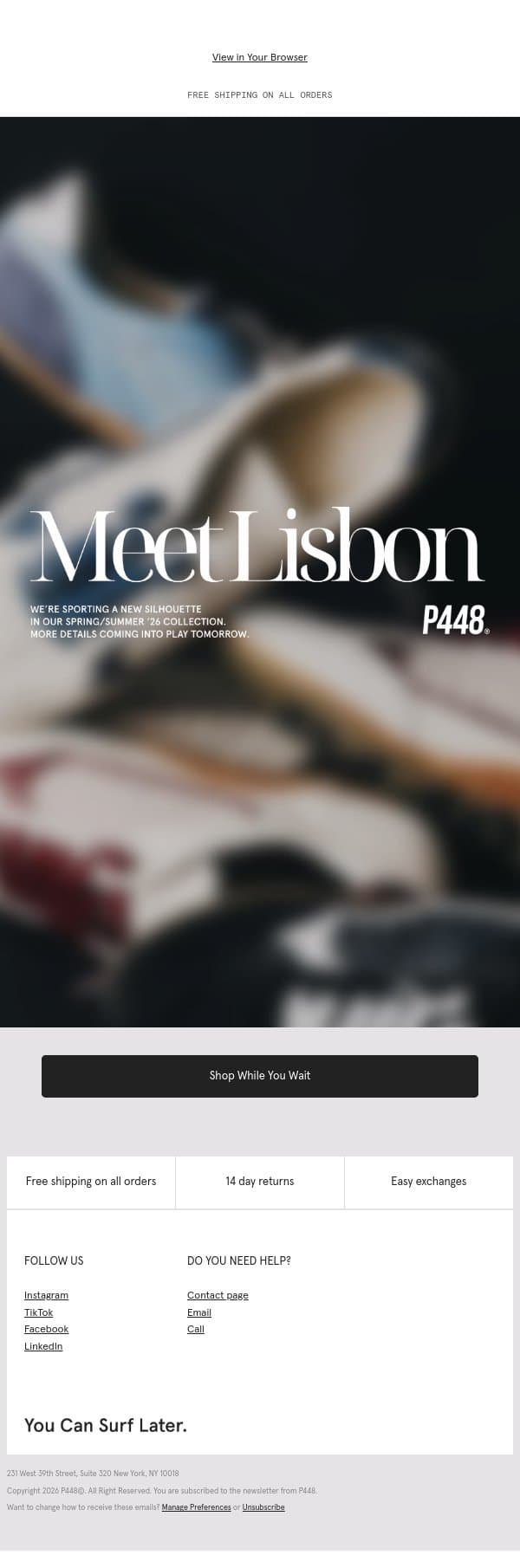 Tomorrow: A Retro Revival email from P448 screenshot
