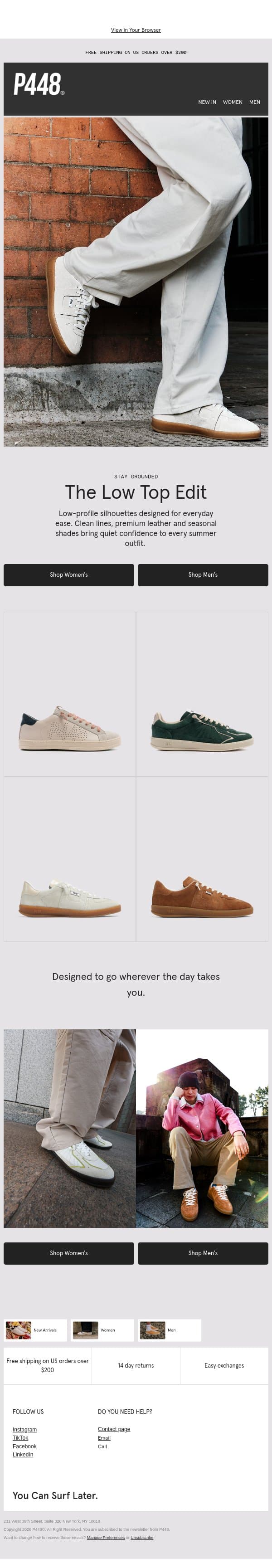 The Foundations: Must-Have Low Tops email from P448 screenshot
