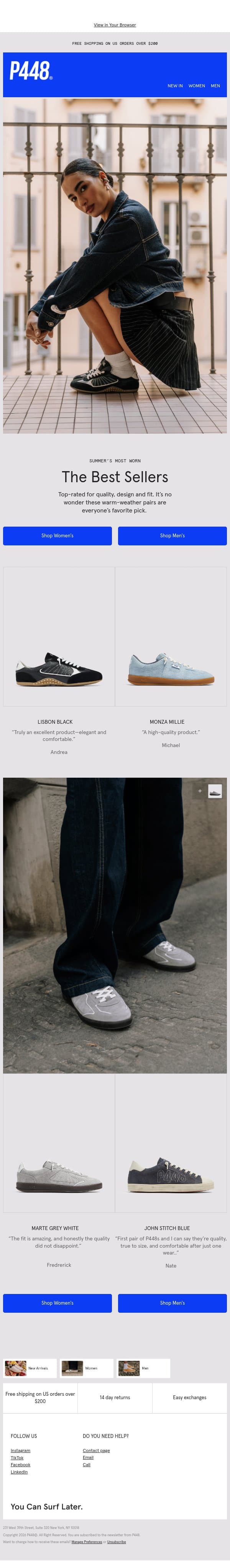Most-Worn Pairs of the Season email from P448 screenshot