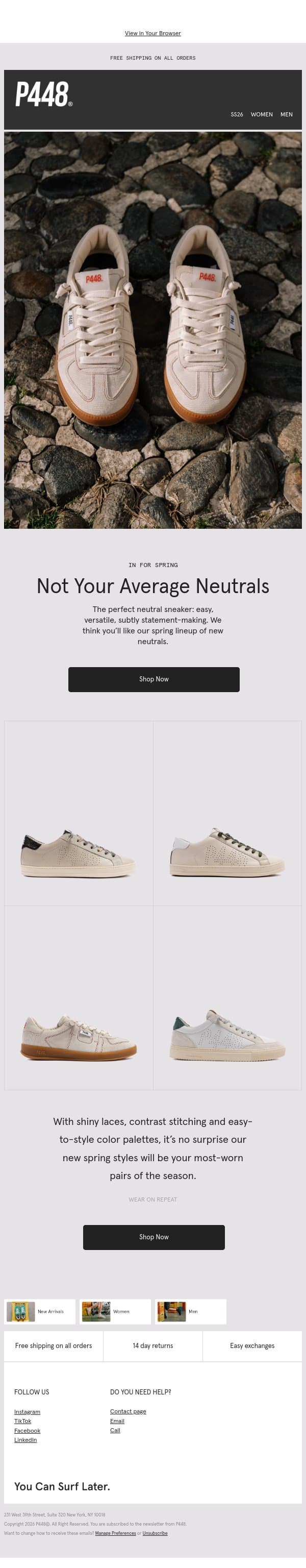 Spring’s Best Neutrals email from P448 screenshot