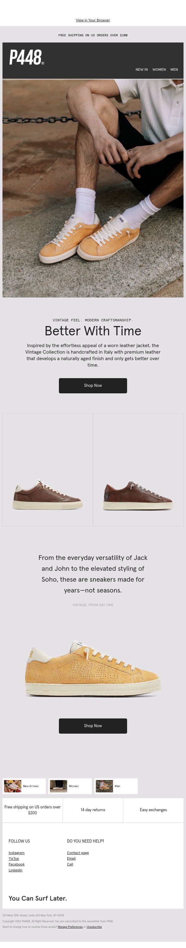 The Vintage Collection email from P448 screenshot