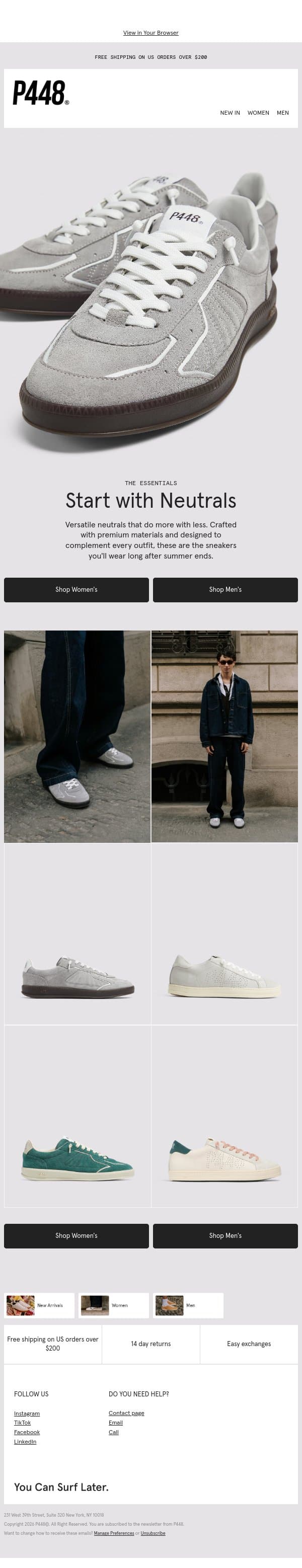 Everyday Neutrals email from P448 screenshot