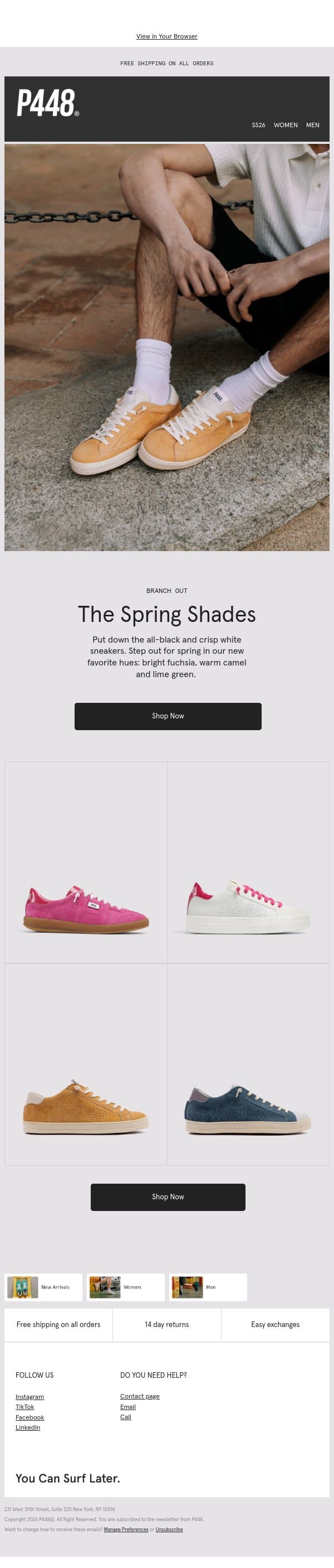 The Spring Edit email from P448 screenshot
