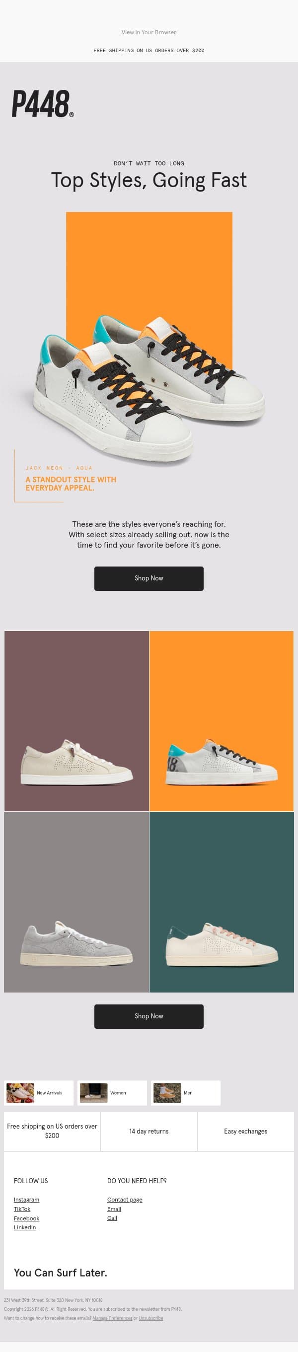 Don’t Miss These Top Styles email from P448 screenshot