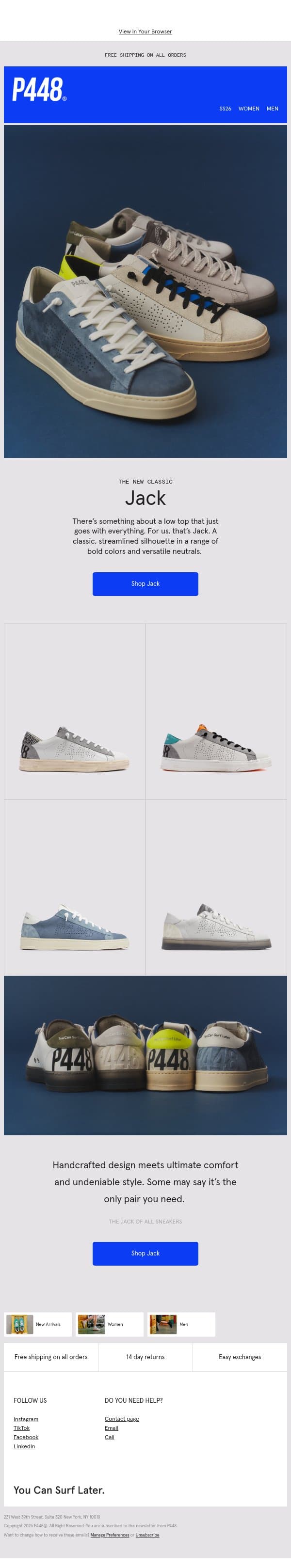 The Jack of All Sneakers email from P448 screenshot