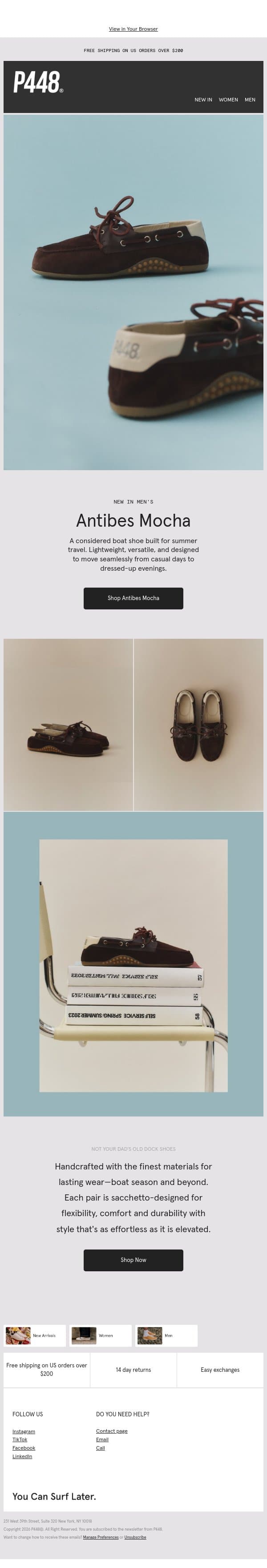 Currently Packing: Antibes Mocha email from P448 screenshot