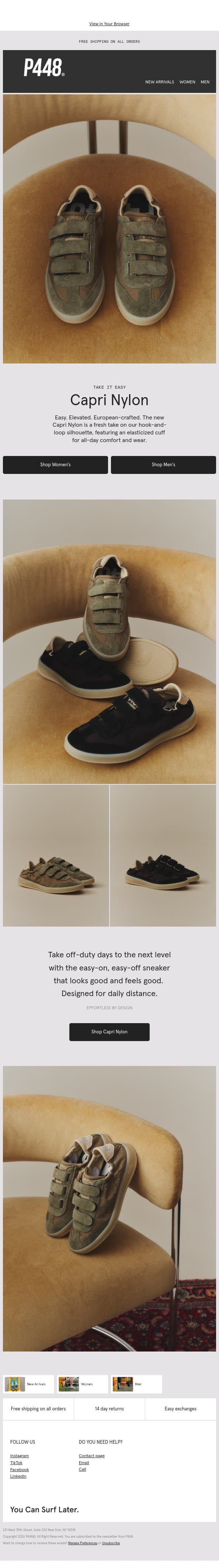 Get Going in New Capri Nylon email from P448 screenshot
