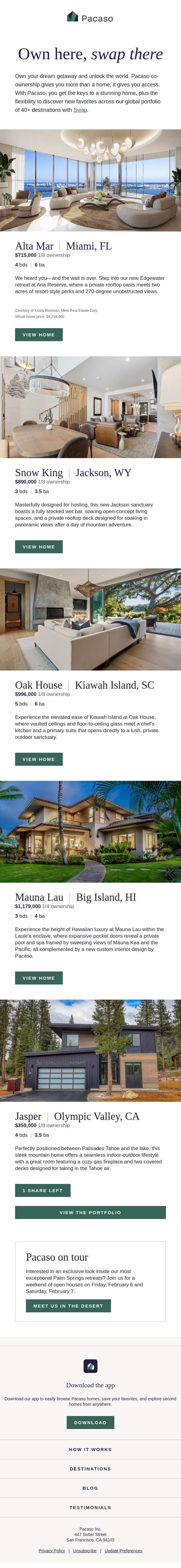 5 homes you have to see email from Pacaso screenshot