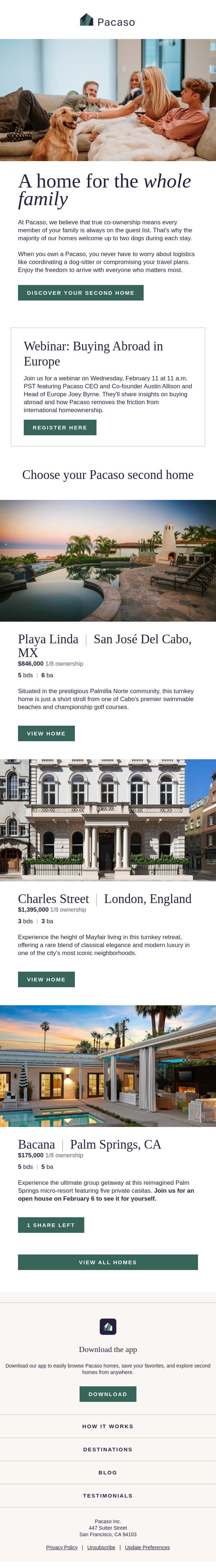 The true meaning of home email from Pacaso screenshot
