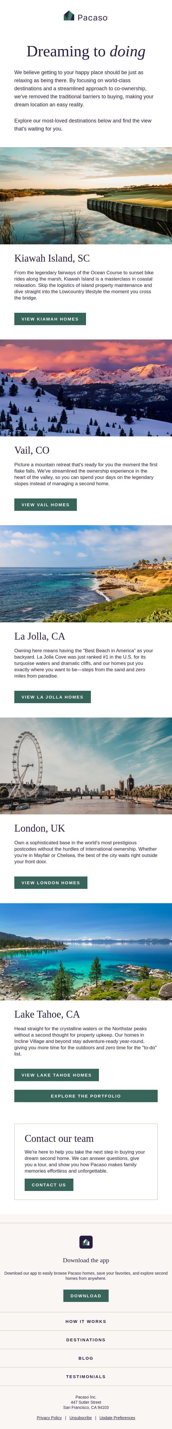 Your favorite getaway is now within reach email from Pacaso screenshot