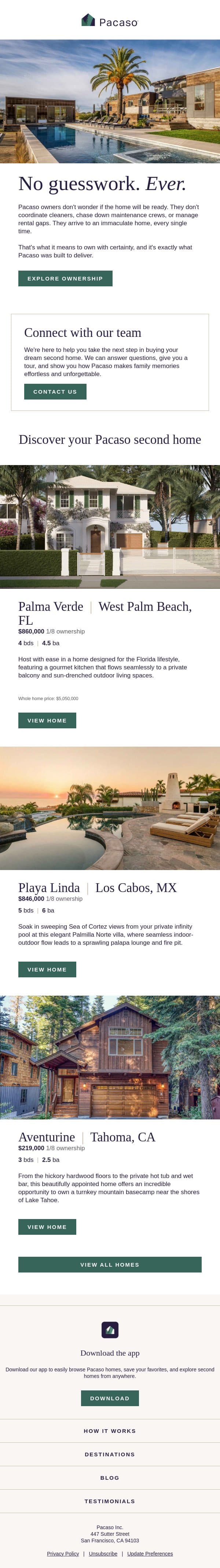 This is what owning with certainty feels like email from Pacaso screenshot