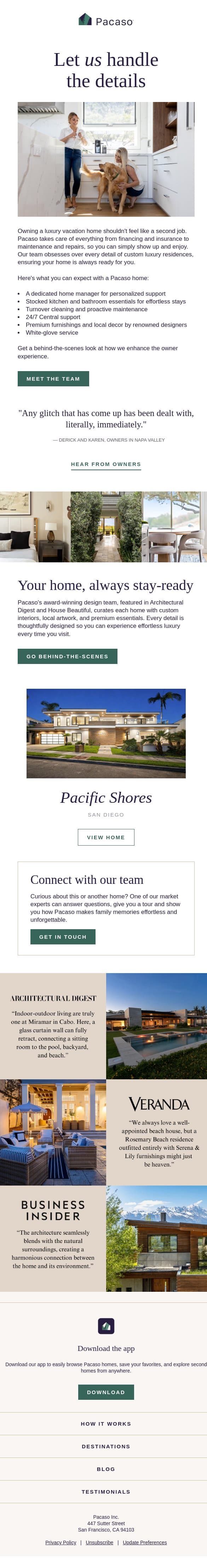 This is how second home ownership should feel email from Pacaso screenshot