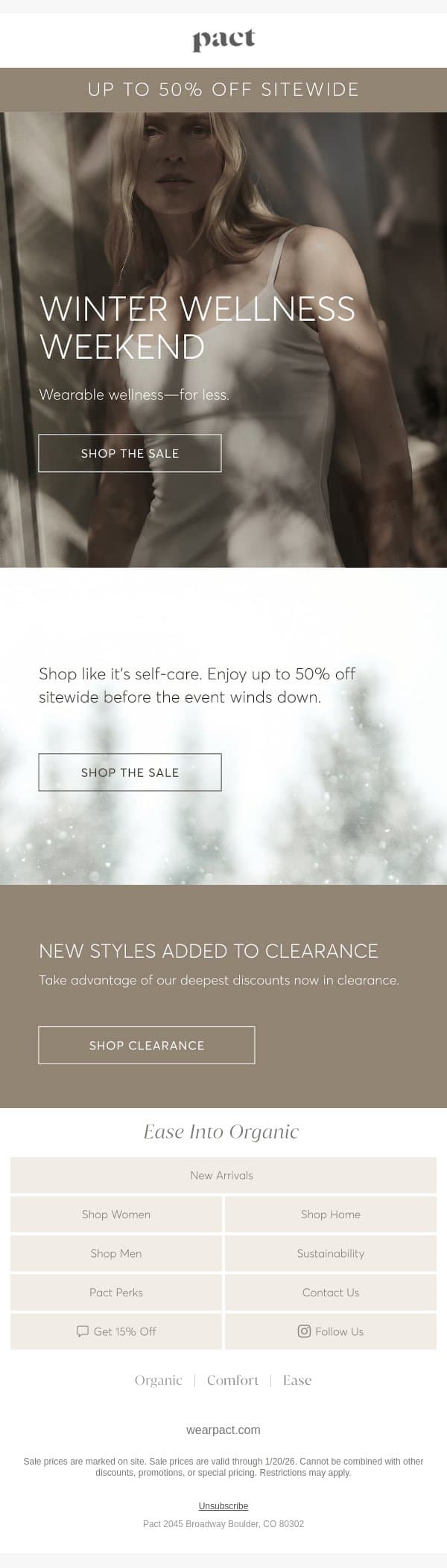 Winter Wellness Weekend: Save Up to 50% email from Pact screenshot