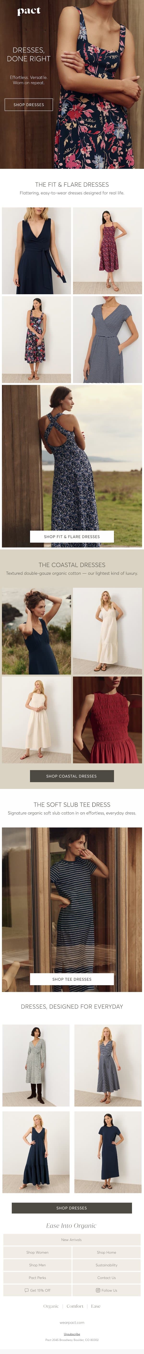 Meet the Organic Dress Shop email from Pact screenshot