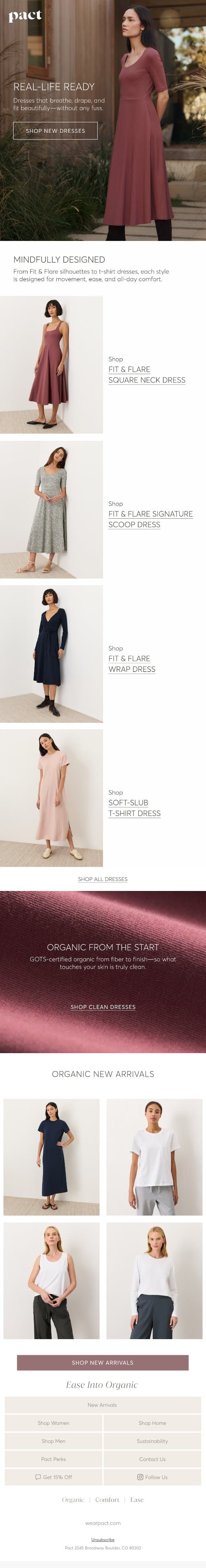 The Easiest Dresses You’ll Wear email from Pact screenshot