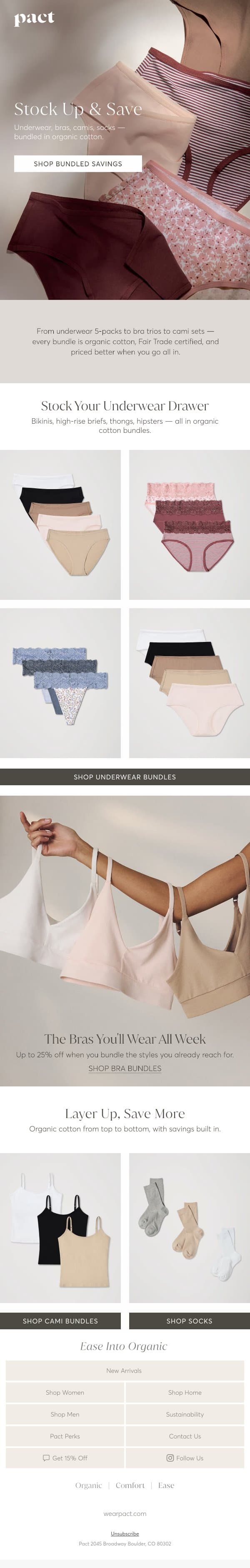 Stock up. Save up. email from Pact screenshot