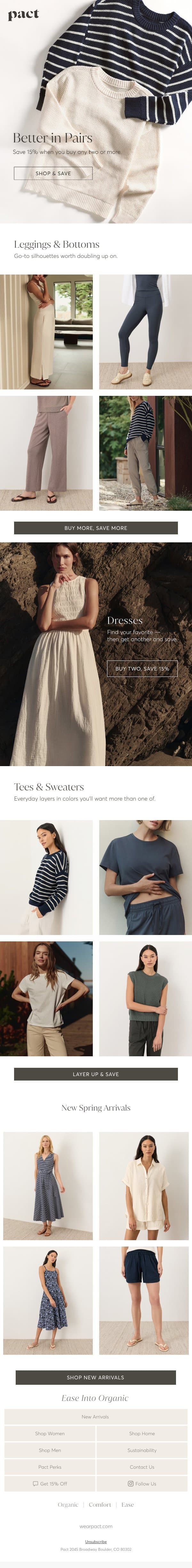 Buy Two. Save 15%. email from Pact screenshot