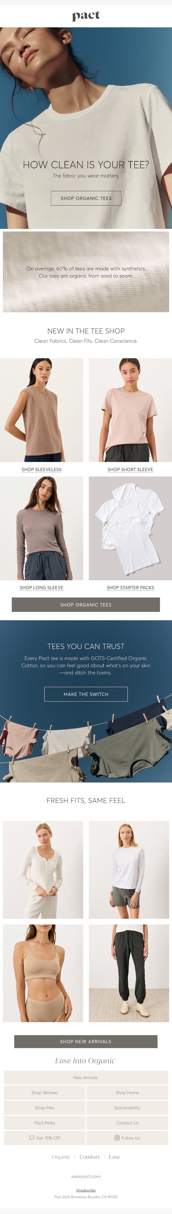 What’s Really in Your Tee? email from Pact screenshot