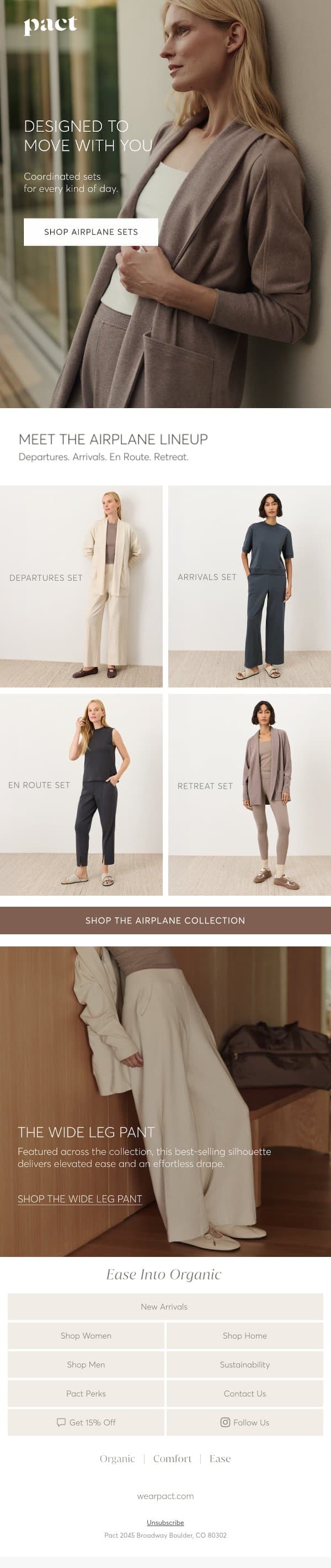 Four sets. One effortless wardrobe. email from Pact screenshot
