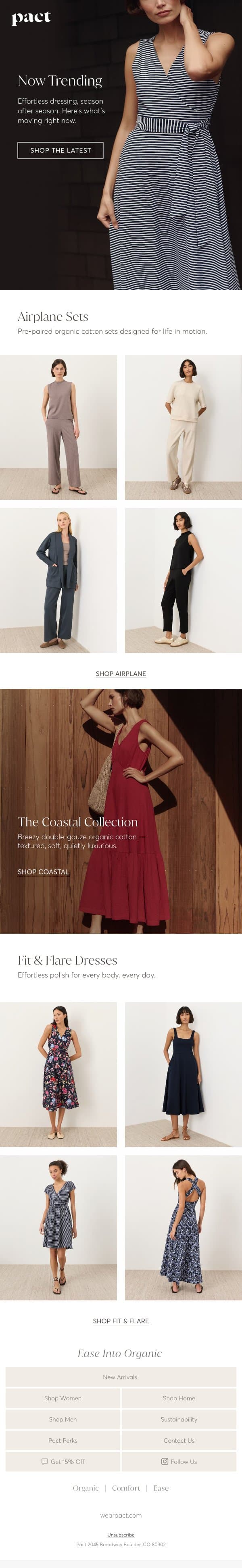 Now Trending: The Effortless Way to Dress email from Pact screenshot