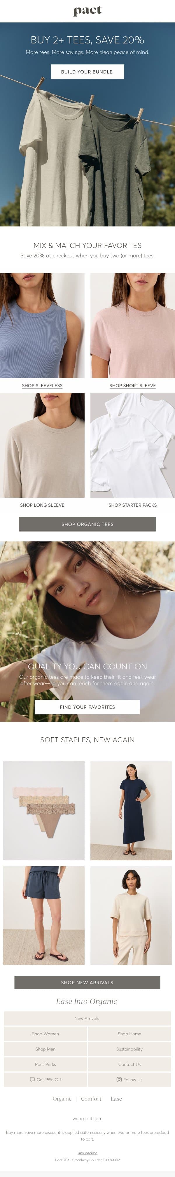More Tees. Less Guesswork. email from Pact screenshot