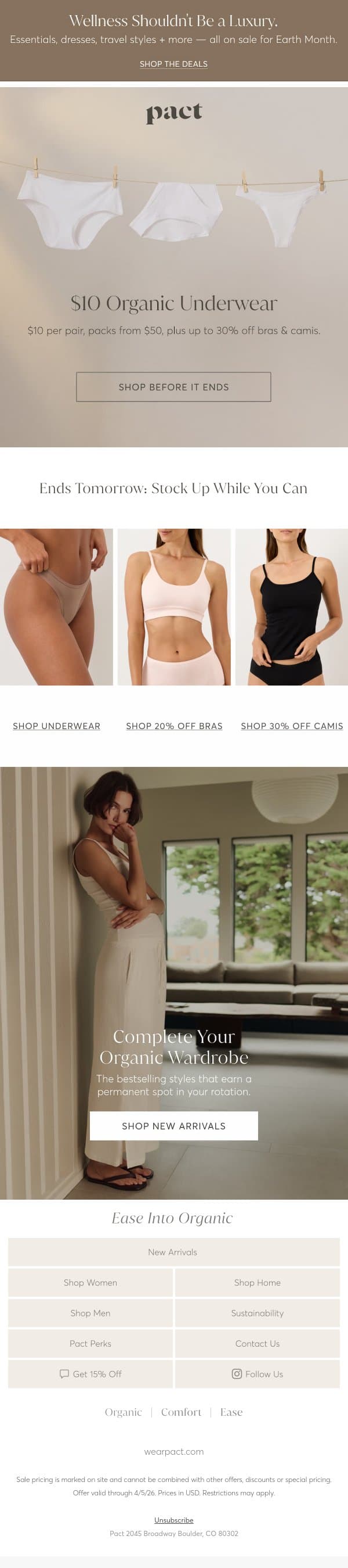 Don't Miss This Sale email from Pact screenshot