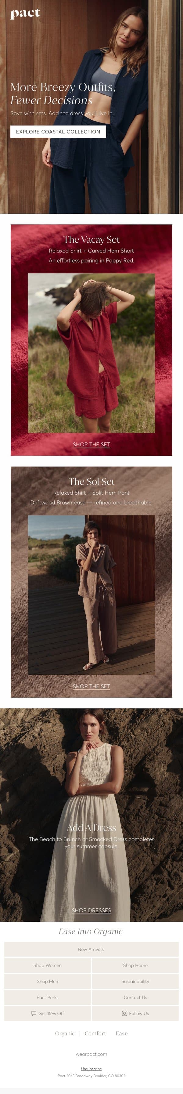 Coastal Collection: Start with a Set email from Pact screenshot