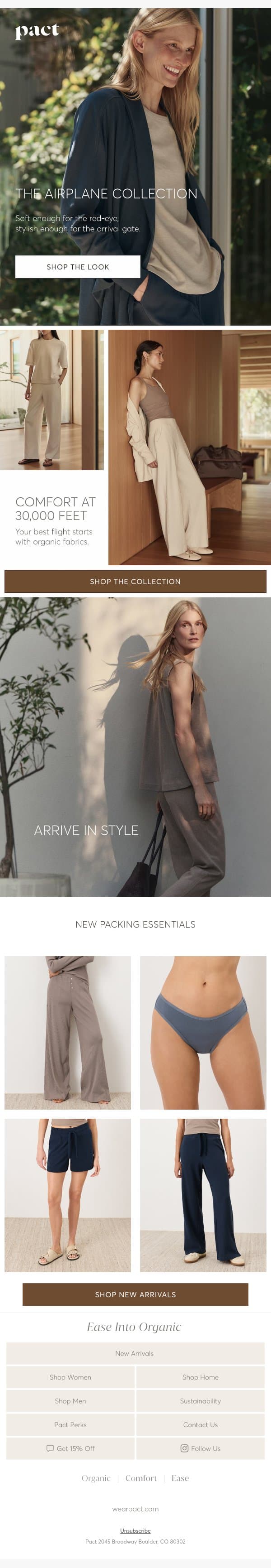 Found the Coziest Airplane Outfit email from Pact screenshot