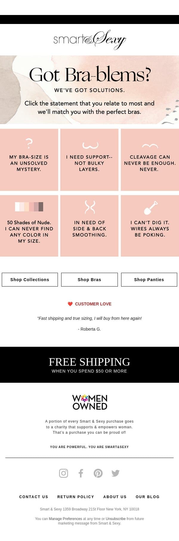 Got Bra-blems? email from Parade screenshot