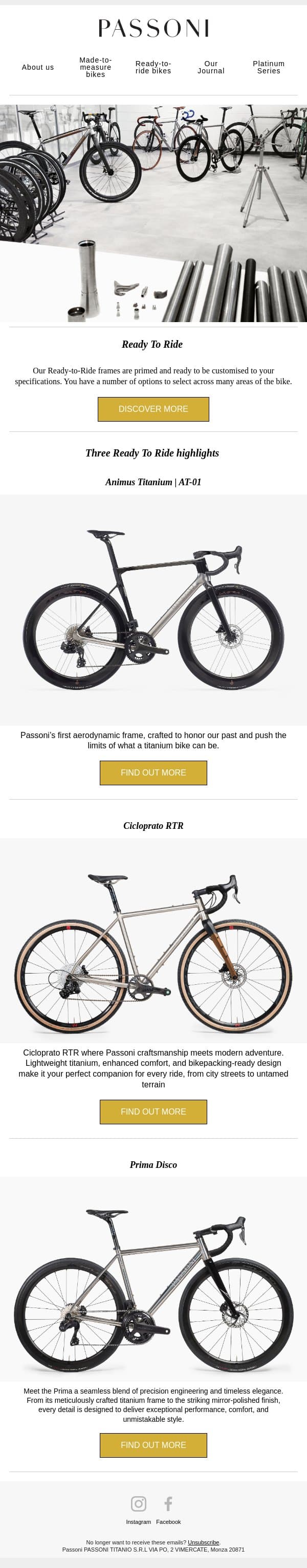 Ready to Ride email from Passoni screenshot