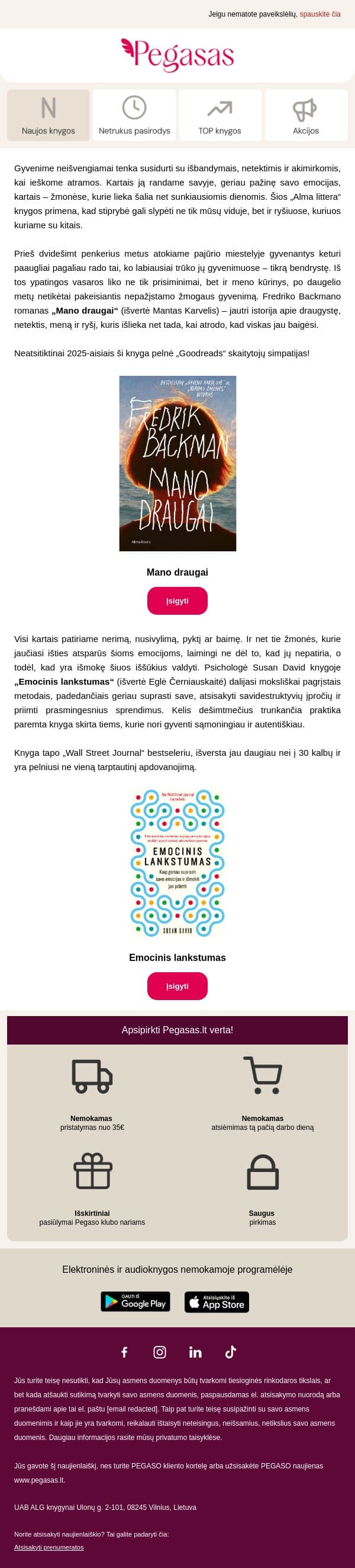 Knygos, kurios padeda nepalūžti ❤️ email from Pegasas screenshot
