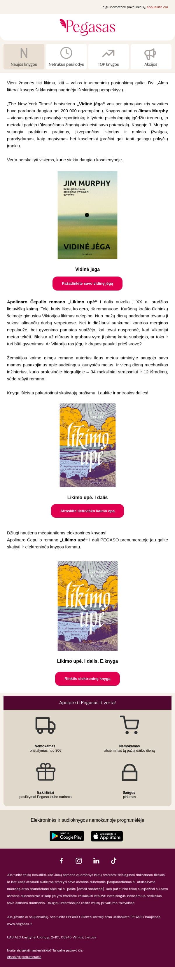 Kas lemia gyvenimo kryptį? Dvi knygos, du atsakymai 📖 email from Pegasas screenshot