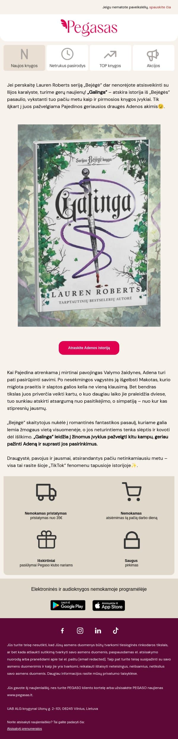 🔥Sugrįžkite į „Bejėgės“ pasaulį email from Pegasas screenshot
