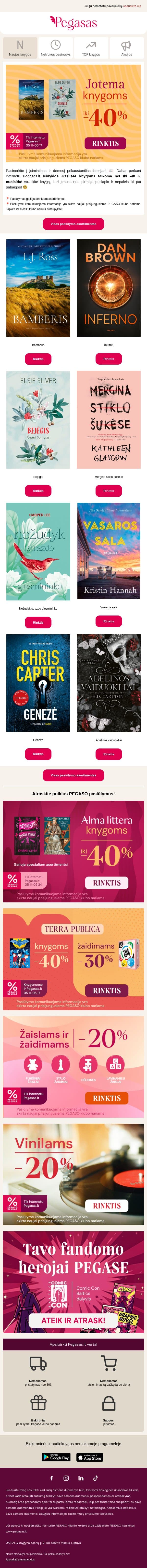 📖 Leidyklos JOTEMA knygoms net iki -40%! email from Pegasas screenshot