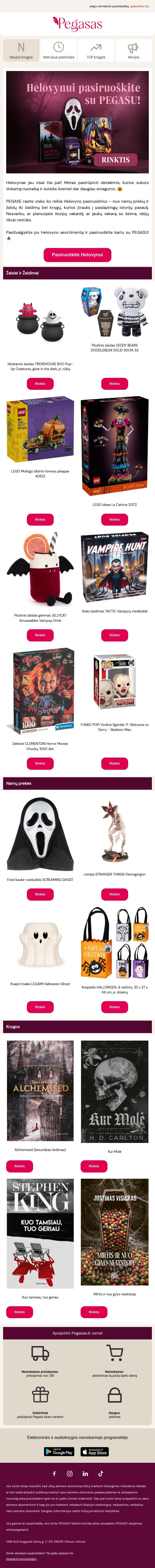 🎃 ŠIURPIAM HELOVYNUI! email from Pegasas screenshot