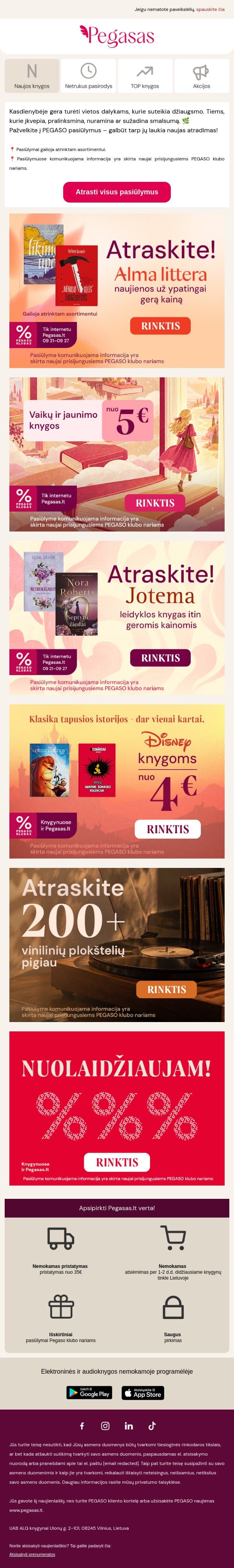 🚀 Pasinerkite į naujus atradimus! email from Pegasas screenshot
