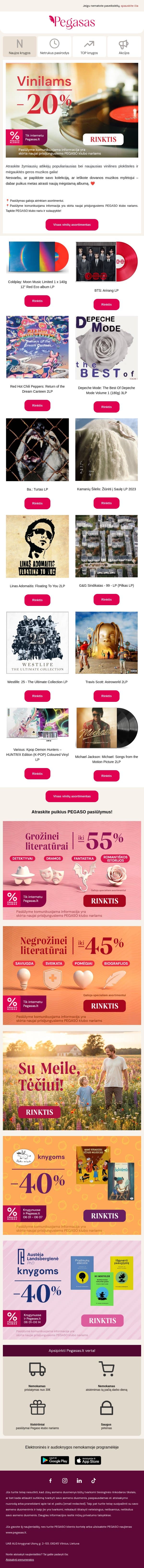 🎵 Papildykite savo vinilų kolekciją! email from Pegasas screenshot