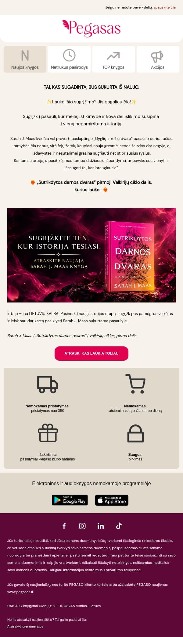 Sugrįžimas, kurio taip ilgai laukei… ❤️🔥 email from Pegasas screenshot