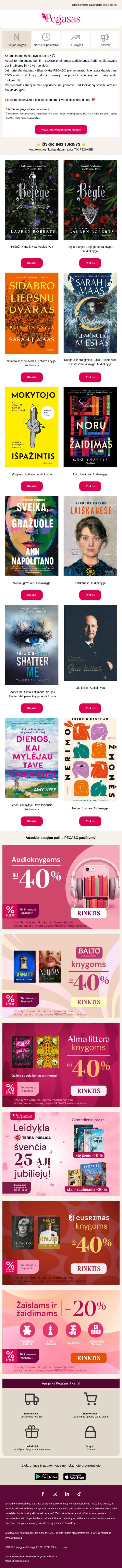 Leiskite istorijoms skambėti 🎧 email from Pegasas screenshot