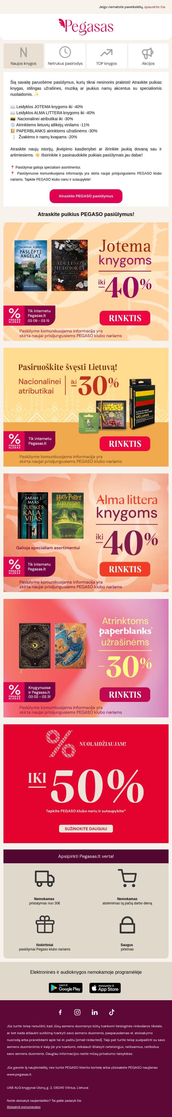 Susipažinkite su šios savaitės PEGASO pasiūlymais! ⭐ email from Pegasas screenshot